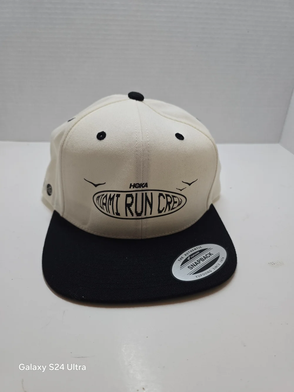 HOKA Cream and Black Snapback Hat - Miami Run Crew